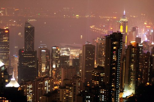 香港-太平山觀維多利亞港夜景