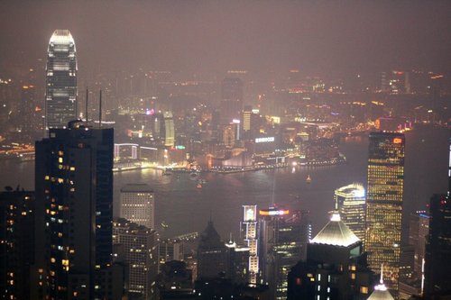 香港-太平山觀維多利亞港夜景