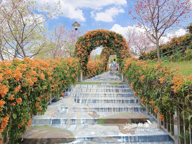 鶯歌景點『鶯歌永吉公園』炮仗花、3D步道、迴旋溜滑梯特色公園