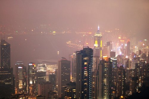 香港-太平山觀維多利亞港夜景