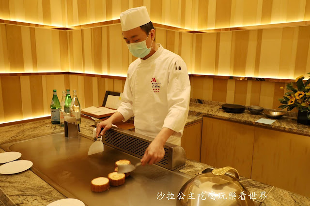 史上最優惠消費5000送5000『台北萬豪酒店(Mark's Teppanyaki)』結合法式美學的鐵板燒/菜單/包廂